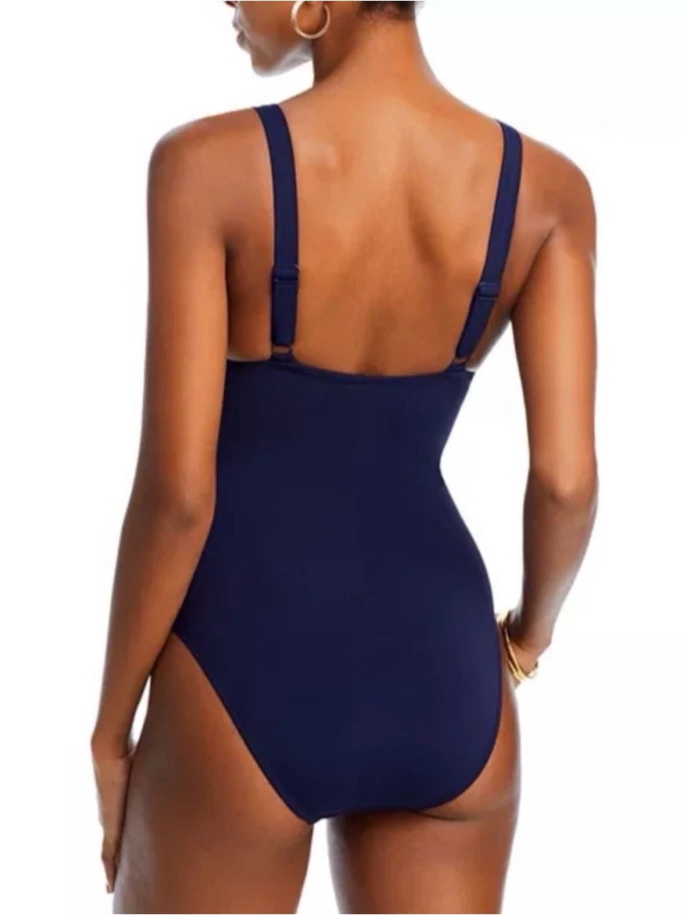 Robin Piccone Ava Plunge Neck Tie-Front One Piece Swimsuit Size 14 - Picture 2 of 8